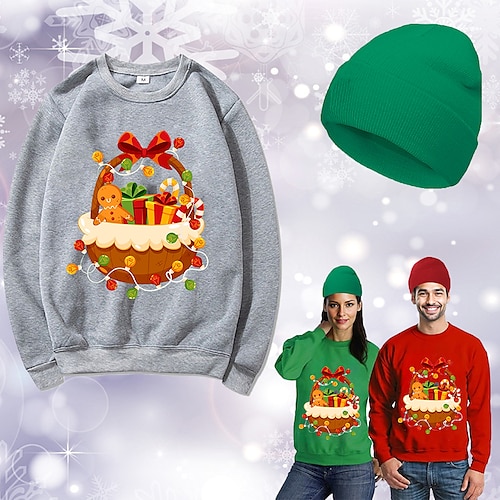 

Christmas Santa Claus Hat Ugly Christmas Sweater / Sweatshirt Sweatshirt Print Graphic Top Hat For Men's Women's Unisex Adults' Hot Stamping 100% Polyester Party Festival