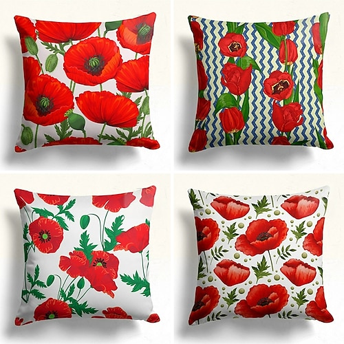 

Floral Double Side Pillow Cover 1PC Soft Decorative Square Cushion Case Pillowcase for Bedroom Livingroom Sofa Couch Chair