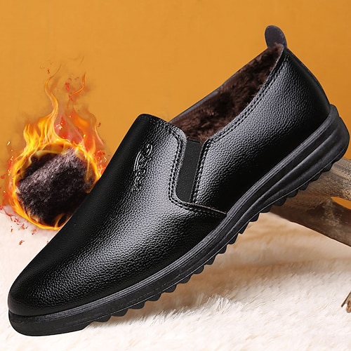 

Men's Loafers Slip-Ons Tassel Loafers Leather Loafers Walking Business Casual Office Career Party Evening PU Warm Loafer Black Spring Fall