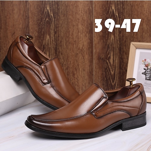 

Hombre Zapatos de taco bajo y Slip-On Mocasines de Vestir Tallas Grandes Mocasines de cuero Zapatos de Paseo Negocios Casual Navidad Diario Oficina y carrera PU Altura Incrementando Mocasín Negro un