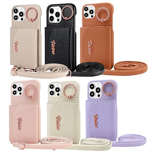 

telefone Capinha Para iPhone 15 Pro Max Plus iPhone 14 Pro Max iPhone 13 Pro Max Capa traseira Capa para Cartão Wallet Com Suporte Magnética com cordão Retro TPU Couro PU