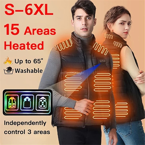 

15 zones gilet chauffant électrique usb chauffage hommes veste auto-chauffé hiver femmes veste tactique gilet thermique hiver sport manteau