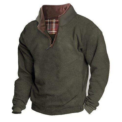 

Homme Sweat shirt Sweat-shirt quart de fermeture éclair Vert Véronèse Col Mao Bloc de couleur Patchwork Poche Sport Loisir du quotidien Vacances Velours Côtelé Vêtement de rue basique Décontractées