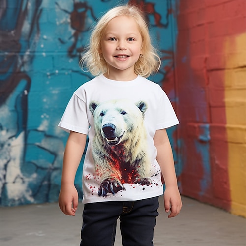 

niños 3d oso camiseta falda manga corta estampado 3d otoño activo deportes moda poliéster niños 3-12 años al aire libre casual diario ajuste regular