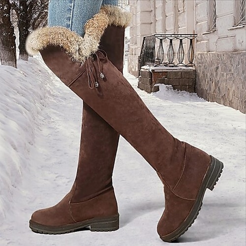

Femme Bottes Chaussures en daim Grandes Tailles Chaussures haussantes Extérieur Travail du quotidien Doublé en Polaire Cuissardes Hiver Hauteur de semelle compensée Talon caché Bout rond Elégant Mode