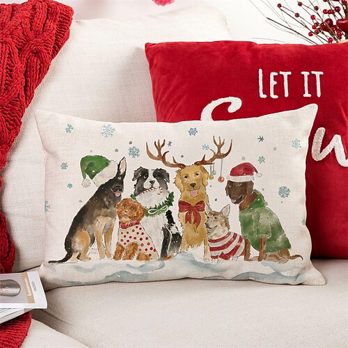 

Christmas Lumbar Pillow Xmas Decorative Toss Pillows Cover 1PC Soft Cushion Case Pillowcase for Bedroom Livingroom Sofa Couch Chair