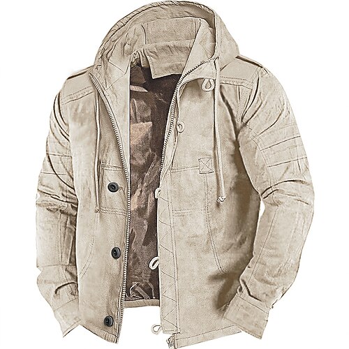 

Men's Hoodie Full Zip Hoodie Sherpa Linend Black Army Green Brown Hooded Color Block Patchwork Sports Outdoor Daily Holiday Vintage Streetwear Casual Fall Winter Clothing Apparel Hoodies