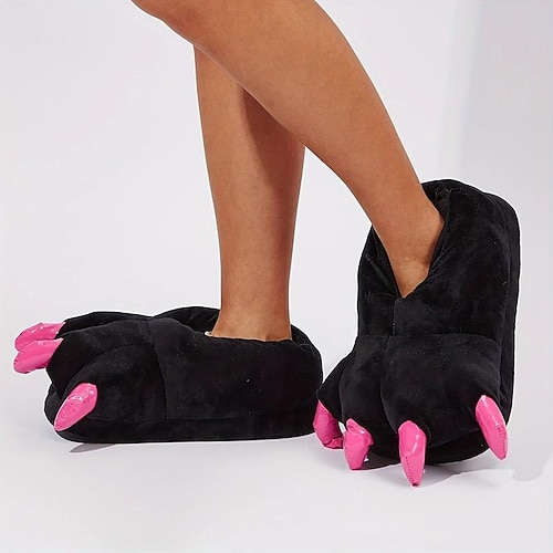 

Lindas pantuflas con decoración de garras para mujer, zapatos cómodos con punta cerrada, zapatos cálidos de invierno para mujer