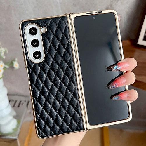 

Handy Hülle Handyhüllen Für Samsung Galaxy Z Fold 5 Z Fold 4 Z Fold 3 Rückseite Stoßresistent Retro TPU PU-Leder