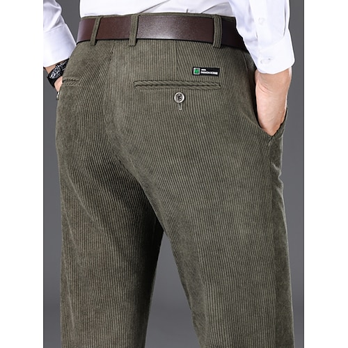 

Homme pantalon de costume Pantalon en Velours Côtelé Pantalon Pantalon de costume Poche Plein Confort Respirable Extérieur du quotidien Sortie Mélange de Coton Mode Décontractées Kaki foncé Noir