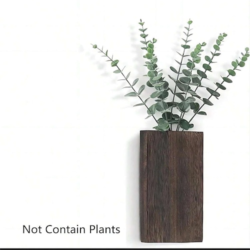 

Wand-Pflanzgefäß aus Holz, Vase mit künstlichem Eukalyptus, Bauernhaus-Wandbehang, Taschen-Pflanzgefäß für künstliche Pflanzen, grüne Blumen, Wohnzimmer, Schlafzimmer, Küche, Heimbüro, Dekoration