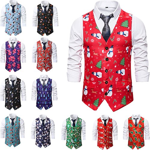 

Papá Noel Ropa de Fiesta Trajes de Navidad Hombre Navidad Navidad Nochebuena Adulto Fiesta Navidad Poliéster Chalecos