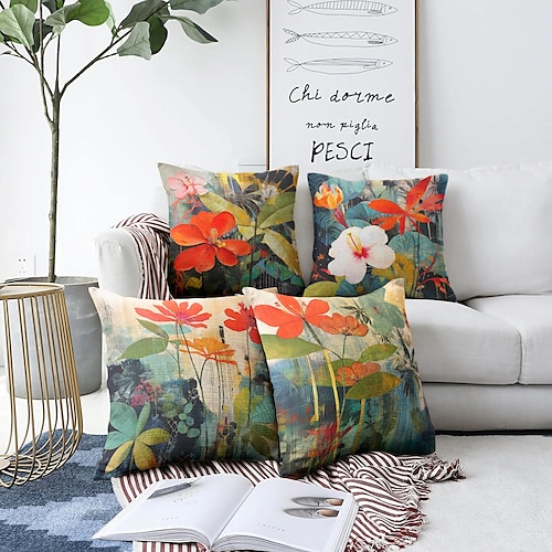 

Doppelseitiger Kissenbezug mit Aquarell-Blumenmuster, 1 Stück, weich, dekorativ, quadratisch, Kissenbezug für Schlafzimmer, Wohnzimmer, Sofa, Couch, Stuhl