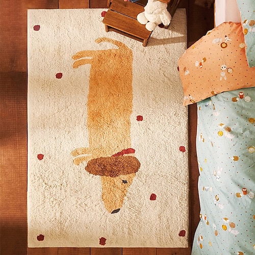 

Tapis simple et mignon pour salon, chambre à coucher, couverture de chevet, chambre d'enfant, jeu anti-chute, lavage à l'eau de cacao rampant