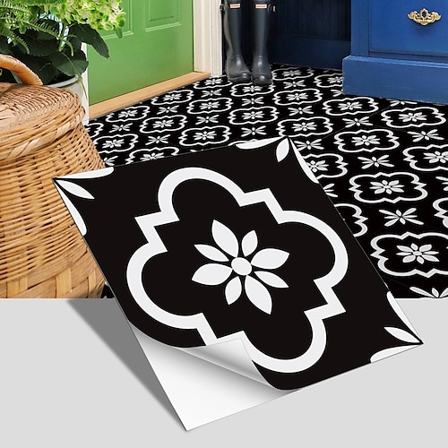 

4pcs Vinyl Tile Stickers Peel And Stick Home Decoration Wallpaper Peel And Stick Wall Stickers Thickened Waterproof Non-Slip Wear-Resistant Self-Adhesive Floor Stickers 20x20cm/30x30cm