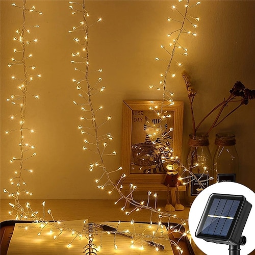 

3m 6m Solar Powered Firecracker String Lights Copper Wire Fairy Light Christmas Garland Lamp For Wedding Garden Decoration