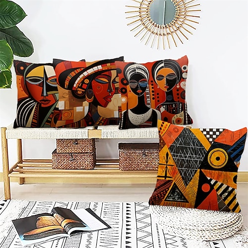 

Afrikanische Frauen ethnische dekorative Wurfkissenbezug 1 Stück weicher quadratischer Kissenbezug Kissenbezug für Schlafzimmer Wohnzimmer Sofa Couch Stuhl