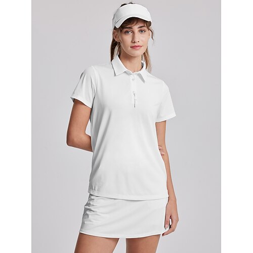 

Femme T-shirt POLO Chemise de golf Polo boutonné Respirable Séchage rapide Evacuation de l'humidité Manche Courte Vêtements de golf Top Standard Couleur unie Eté Tennis Le golf Pickleball