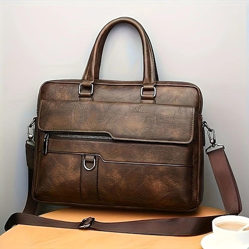 

Homens Bolsa crossbody Bolsa de ombro Bolsa mensageiro Couro PU Diário Feriado Ziper Ajustável Grande Capacidade Prova-de-Água Côr Sólida Preto Marron Cáqui