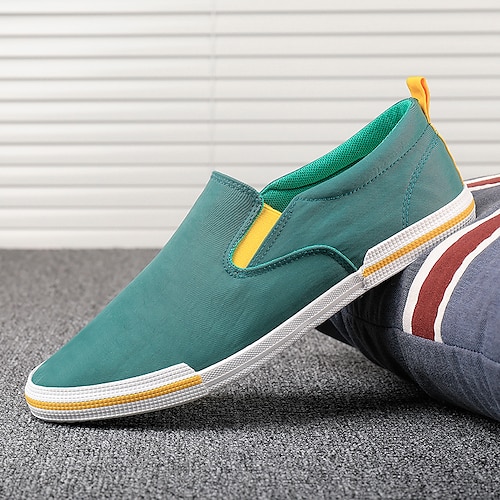 

Homens Tênis tênis de skate Sapatos Confortáveis Clássico Casual Formais Diário Couro Ecológico Confortável Antiderrapante Sem Atacadores Preto Verde Escuro Laranja Primavera Outono