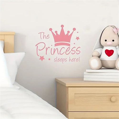 

1 pegatina de pared de corona de princesa autoadhesiva para el hogar, dormitorio, decoración para sala de estar, arte de pared de corona para niñas de 12,6x11 pulgadas