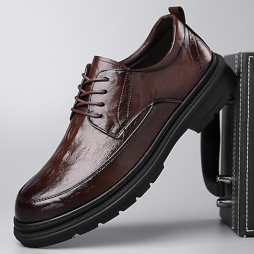 

Hombre Oxfords Retro Zapatos de Paseo Casual Diario Cuero Cómodo Botines / Hasta el Tobillo Mocasín Morrón Oscuro Negro Primavera Otoño