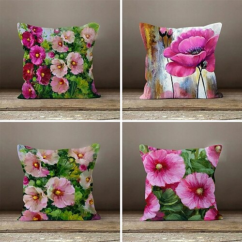 

Funda de almohada floral de doble cara, 1 unidad, funda de cojín cuadrada decorativa suave, funda de almohada para dormitorio, sala de estar, sofá, silla