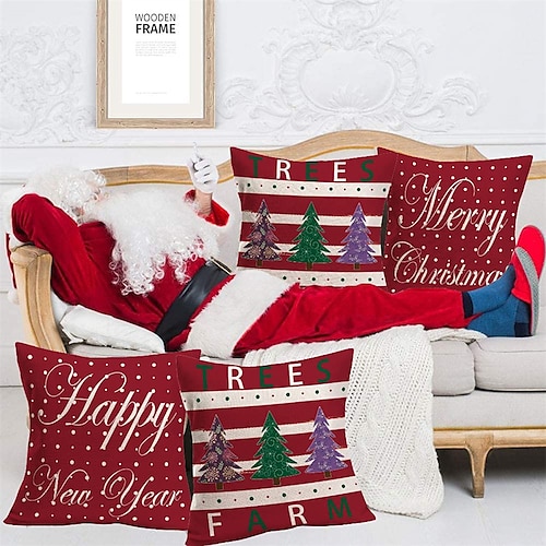 

Christmas Xmas Decorative Toss Pillows Cover 1PC Soft Square Cushion Case Pillowcase for Bedroom Livingroom Sofa Couch Chair