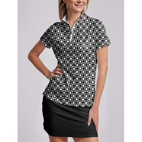 

Mulheres Camisa polo de caminhada Camisa de golfe Preto Manga Curta Vestuário de golfe Roupas de golfe Roupas de golfe, roupas, roupas, roupas