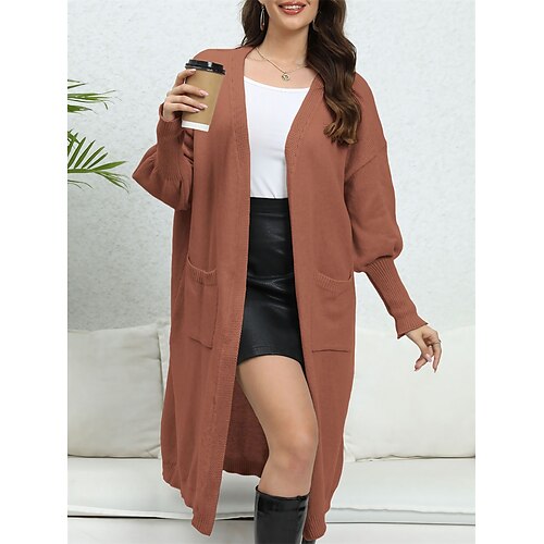 

Gilet Cardigan Femme A côtes Tricoter Col V Polyester Poche Tricoté Automne Hiver Longue Extérieur du quotidien Sortie Mode Vêtement de rue Décontractées manche longue Couleur unie Noir Blanche Vert