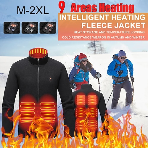 

unisexe 9 zones hommes vestes chauffantes avec affichage de la température hiver usb gilet de chauffage électrique vêtements isolés sports chauds thermique femmes manteau pour camping randonnée chasse