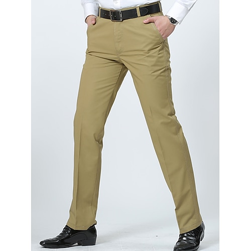 

Herren Hose Hosen Chinesisch Chino Chino Hosen Tasche Gerade geschnitten Glatt Komfort Atmungsaktiv Outdoor Täglich Ausgehen 100% Baumwolle Modisch Brautkleider schlicht Cachi scuro Schwarz