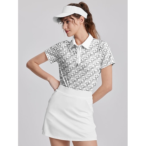 

Mujer Camisas de polo Camiseta de golf Polo con botones Transpirable Secado rápido Dispersor de humedad Manga Corta Ropa de golf ropa de golf Ajuste regular Impreso Verano Tenis Golf pepinillo