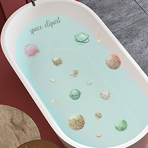 

Autocollants de baignoire antidérapants 6 pièces, autocollants à motif de planète de dessin animé, autocollants de salle de bain, autocollants de baignoire givrés imperméables.