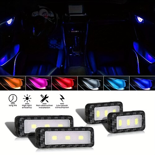 

4in 1 LED Ambient Light Car Inner Bowl Light Interior ArmrestLights Door Handle Lights Handrail Lights Decorative Lamp UniversalCar Light