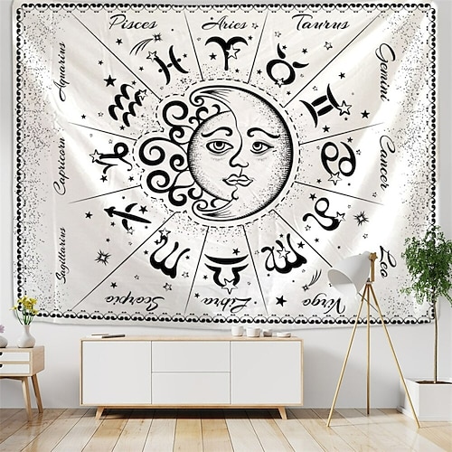 

Tarot Divination Sun Moon Hanging Tapestry Zodiac Wall Art Large Tapestry Mural Decor Photograph Backdrop Blanket Curtain Home Bedroom Living Room Decoration