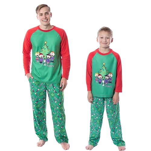 

Olhar de família Natal Pijamas Desenho Animado Casa Imprimir Verde Manga Longa Roupas Mamãe e Eu Ativo Roupas Combinando