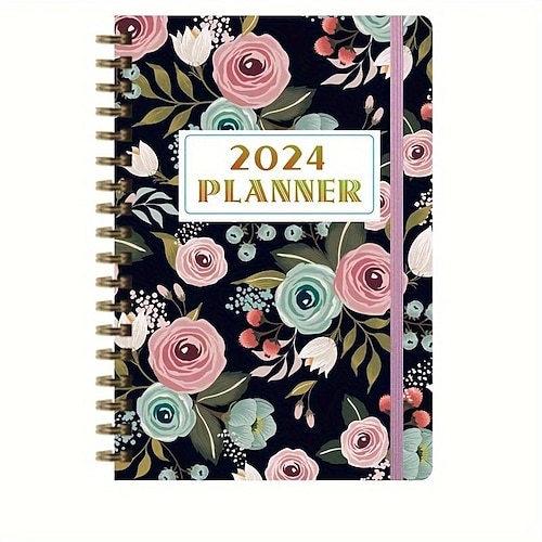 

1pc 2024 colorido fresco patrón floral cuaderno planificador agenda libro bobina cuaderno planificador diario b6 bobina planificador para suministros de papelería escolar