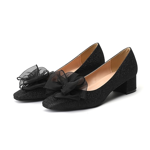 

Femme Chaussures à Talons Escarpins Grandes Tailles Chaussures de confort Soirée Travail du quotidien Couleur unie Noeud Talon Bottier Bout carré Confort Minimalisme Tissage Volant Mocassins Noir