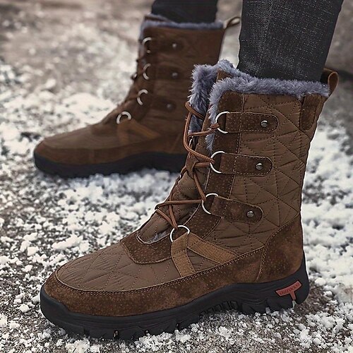 

Homens Botas Botas de Neve Botas de inverno Forro de Lã Aventura Ciclismo Casual Formais Diário Escritório e Carreira Tecido Couro Ecológico Prova-de-Água Quente Antiderrapante Botas / Botins Com