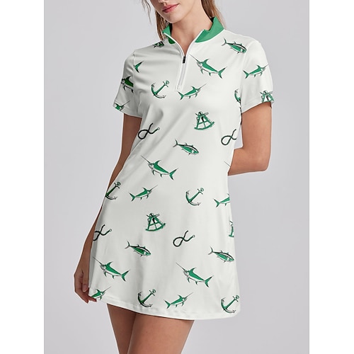 

Mujer vestido de golf Blanco Manga Corta Protección Solar Vestidos Ropa de golf para damas Ropa Trajes Ropa Ropa