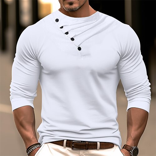 

Homme T shirt Tee T-shirt Chemise à manches longues Plein Col Ras du Cou Plein Air Vacances manche longue Vêtement Tenue Mode Design basique