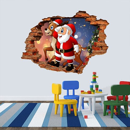 

Christmas Wall Stickers Window Stickers Santa Claus Reindeer Wall Sticker Fireworks Window Clings Christmas Decorations