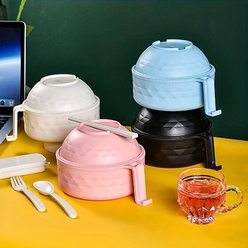 

Ramen Bowl, Ramen Cooker, Noodles Bowl Set, Microwave Oven Safe Noodle With Spoon Chopsticks Fork For RV Camping Picnic Kitchen Dorm