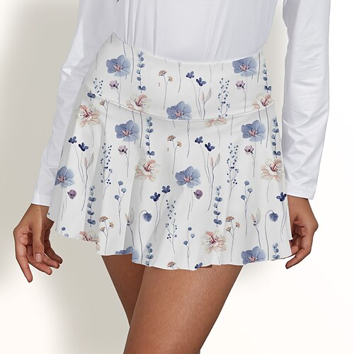 

Mujer Falda de tenis falda de golf Transpirable Secado rápido Dispersor de humedad Ropa de tenis Ropa de golf Ajuste regular 2 en 1 Bolsillo para tee de golf Floral Verano Tenis Golf pepinillo