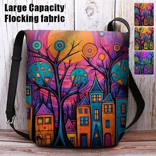 

Women's Crossbody Bag Shoulder Bag Fluffy Bag Polyester Outdoor Shopping Daily Print Large Capacity Lightweight Durable Character Green / Blue Light Red Fuchsia