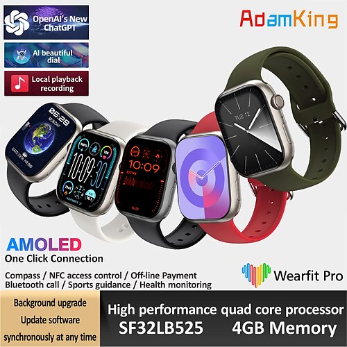 

696 HK9PRO Reloj inteligente 2.02 pulgada Smartwatch Reloj elegante Bluetooth Podómetro Recordatorio de Llamadas Seguimiento del Sueño Compatible con Android iOS Mujer Hombre Llamadas con Manos