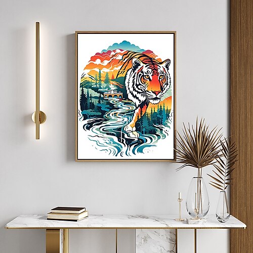 

1pc Animal DIY Diamond Painting Tiger Eagle Diamond Painting Handcraft Home Gift Without Frame 30x40cm/12''x15.75''