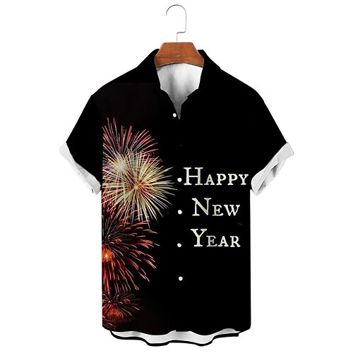 

Letter Casual Men's Shirt Daily Wear Going out Weekend Autumn / Fall Turndown Short Sleeves Black S, M, L 4-Way Stretch Fabric Shirt New Year