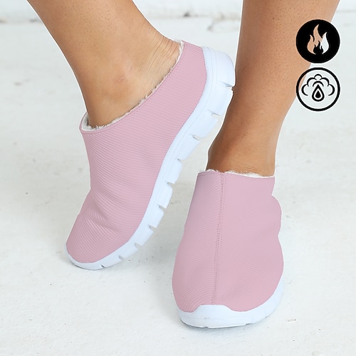 

Mulheres Mules Slip-Ons Tamanhos Grandes Mulas esportivas Diário Forrada com Fleece Inverno Sem Salto Ponta Redonda Dedo Fechado Felpudo Casual Conforto Caminhada Tecido Mocassim Preto Rosa claro Azul